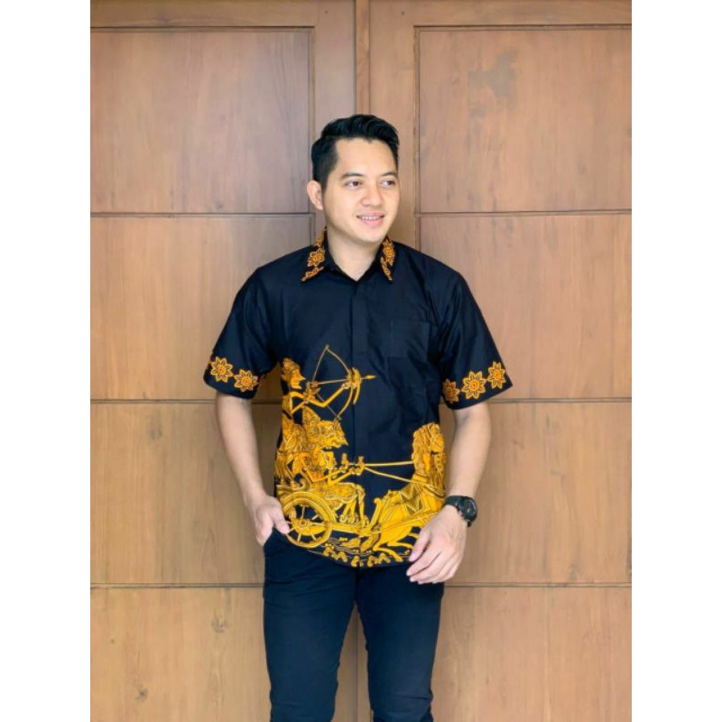 BSWART Batik HRB026 Kenongo Hem Pendek Padi Pekalongan M L XL Batik Pria MURAH Modern