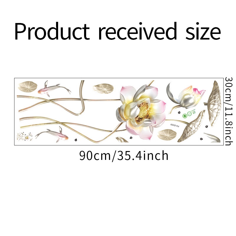 Stiker Dinding Desain Lotus Koi Besar Gaya China Untuk Dekorasi Ruang Tamu / Kamar Tidur