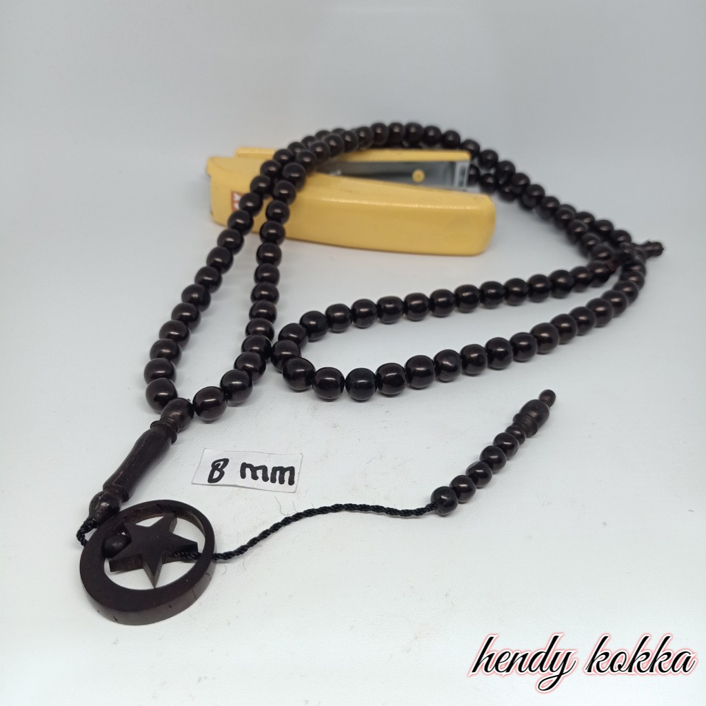 Tasbih kokka kaukah 99 bulan bintang 8,5 mm coklat