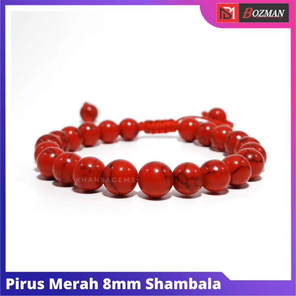 GELANG BATU PIRUS MERAH 8MM SHAMBALA