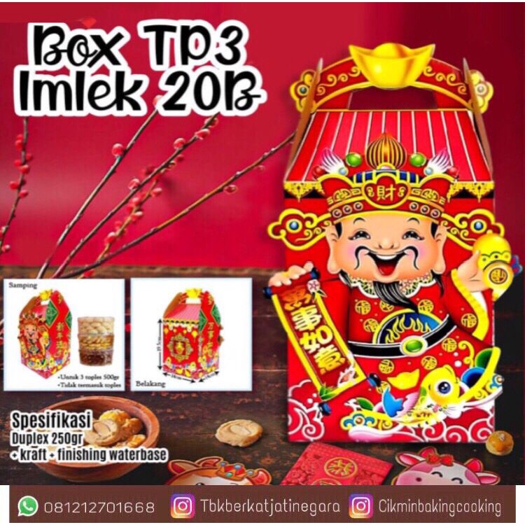 Dus Imlek/box kue imlek/kotak imlek/packaging hampers imlek TP3- 20B isi 4 Pcs