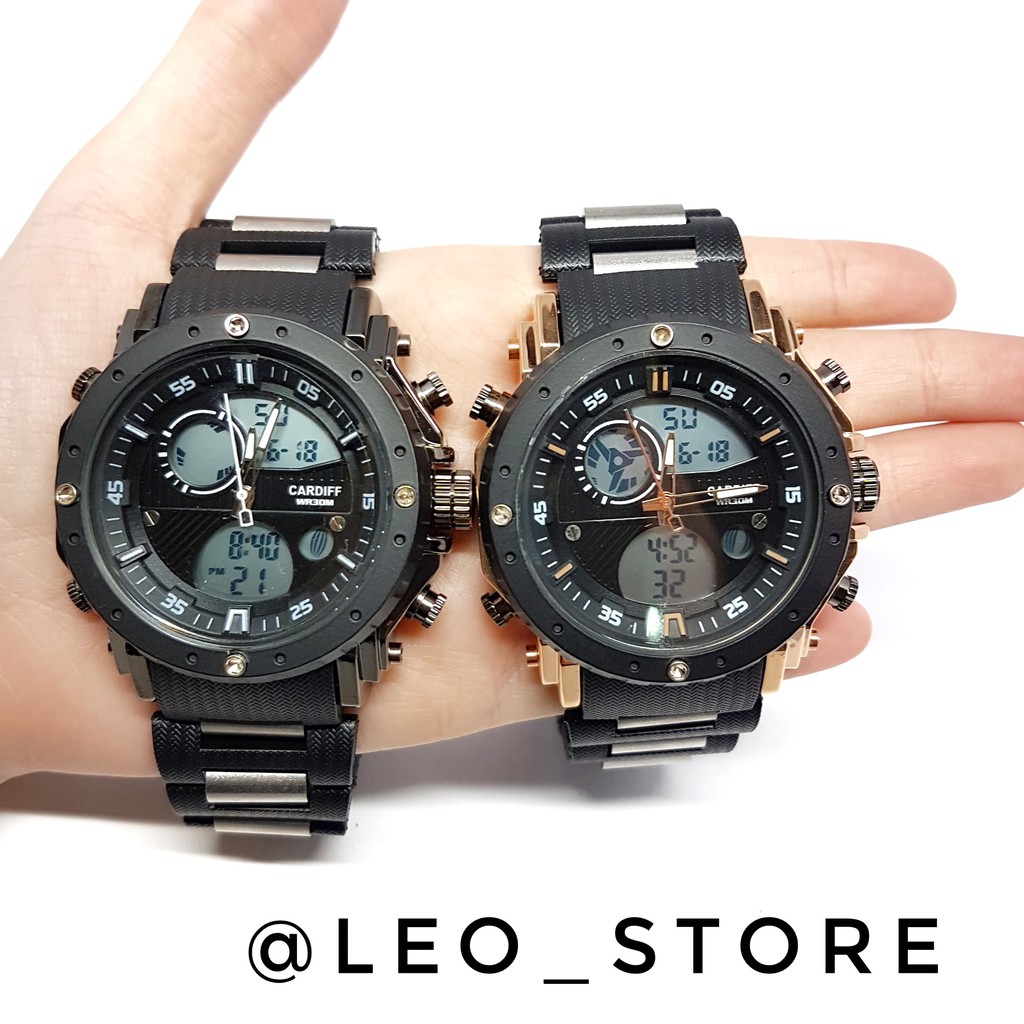 CARDIFF ORIGINAL A18. JAM TANGAN SPORT PRIA. DUAL TIME (ANALOG DAN DIGITAL)