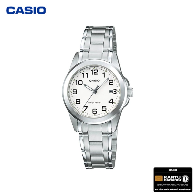 JAM TANGAN WANITA CASIO LTP-1215A-7B2 ORIGINAL - LTP1215A SILVER PUTIH