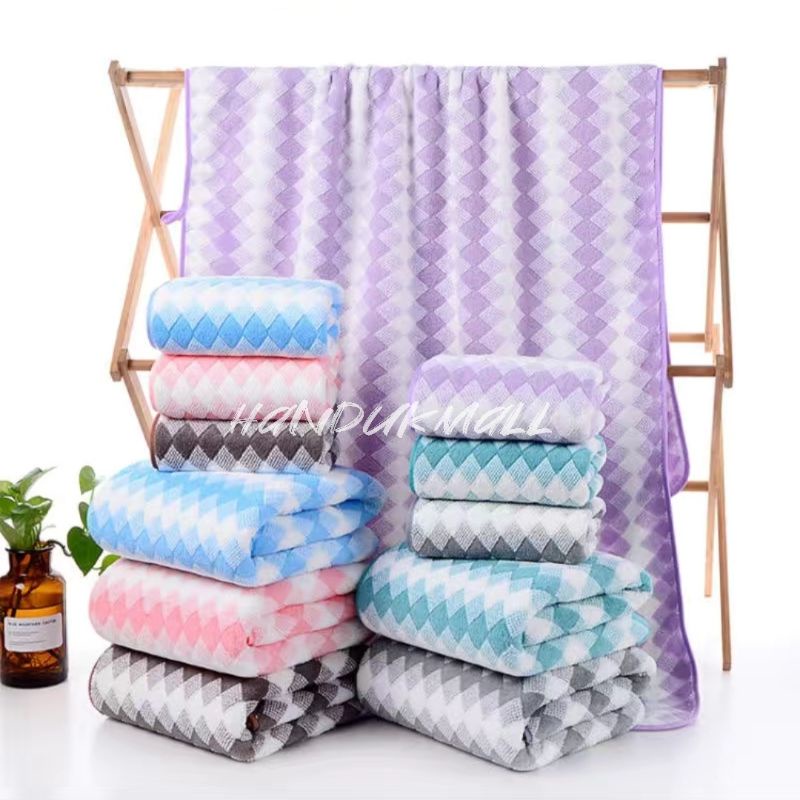 Handukmall Handuk Mandi Dewasa UKuran 70x140 Bahan  Microfiber   Lembut Daya Sserap Tinggi Motif  Diamond Lx