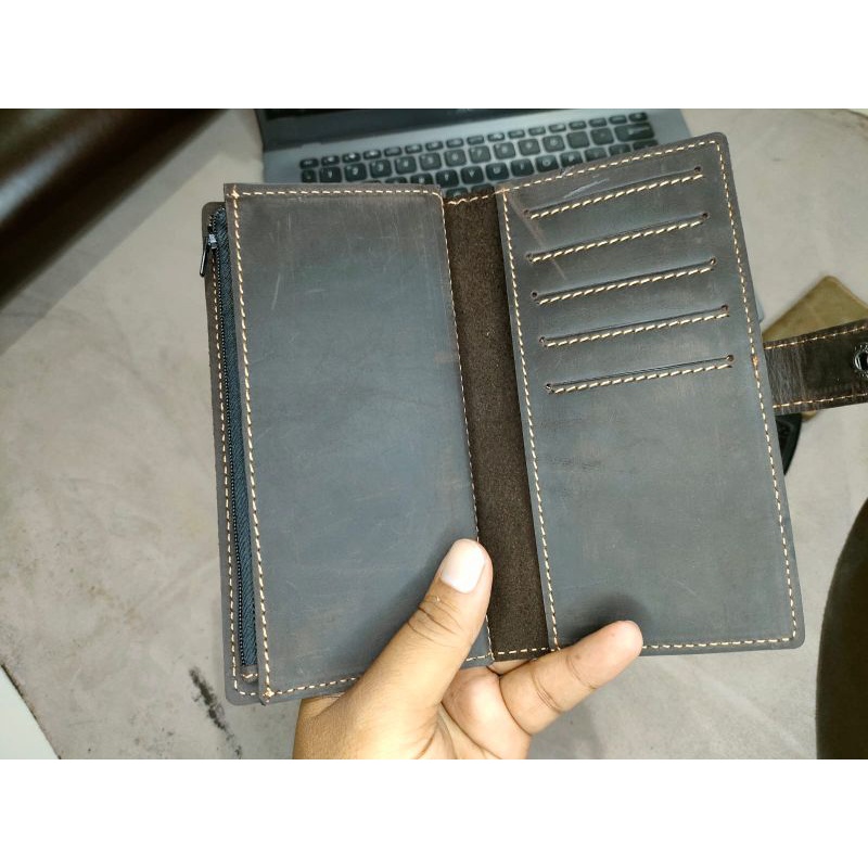 Dompet kulit Original pria wanita kulit sapi asli crazy horse