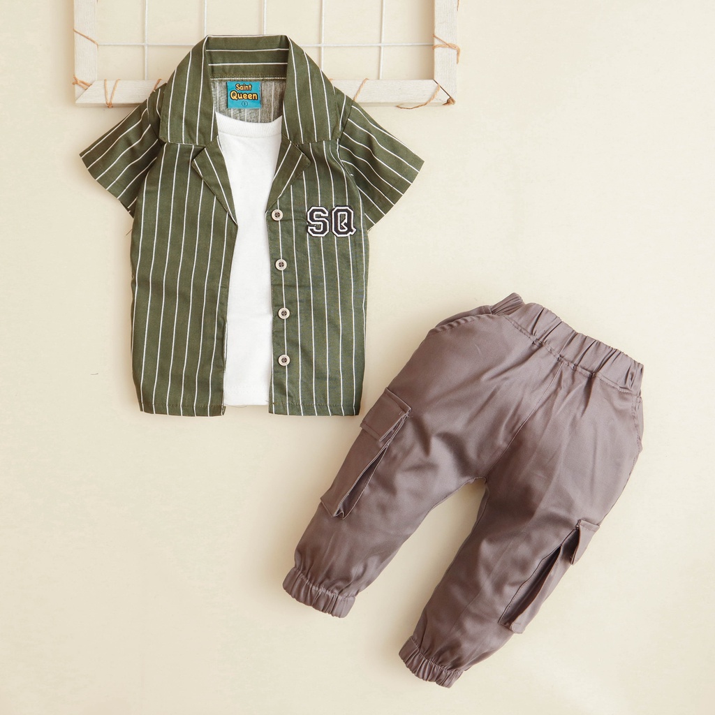 Nuna Store SaintQueen Motif Kemeja Motif SQ / Setelan Baju Bayi 0 bulan - 2,5 tahun Baju Anak Laki-laki