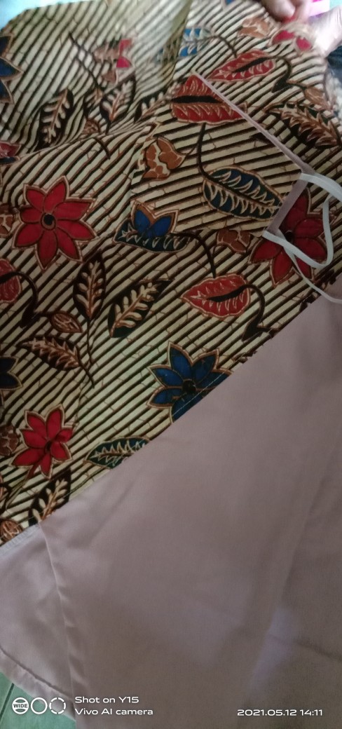 Atasan Batik Wanita Kembang Salur Resleting Belakang 6653