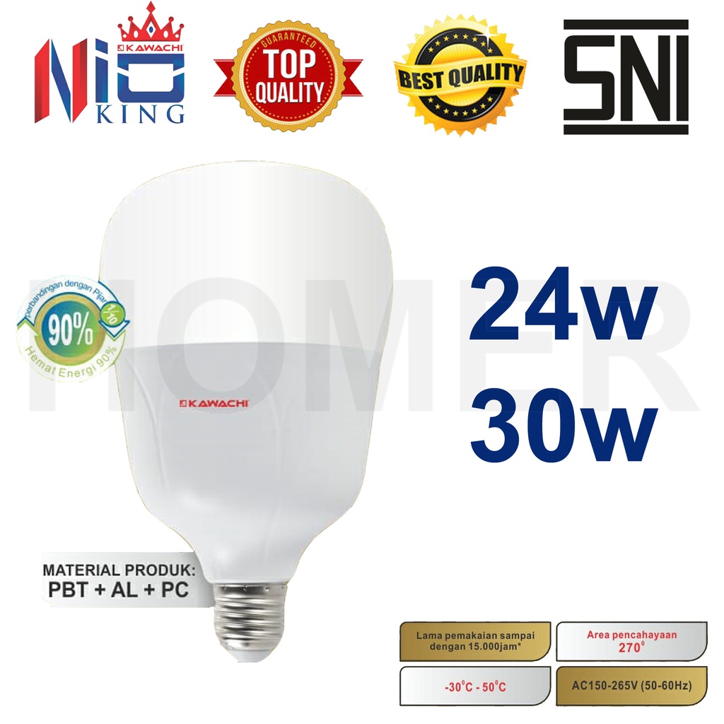 KAWACHI NIO KING lampu bohlam bulb led kualitas super terang super bagus 24w 30w 24 watt 30 watt