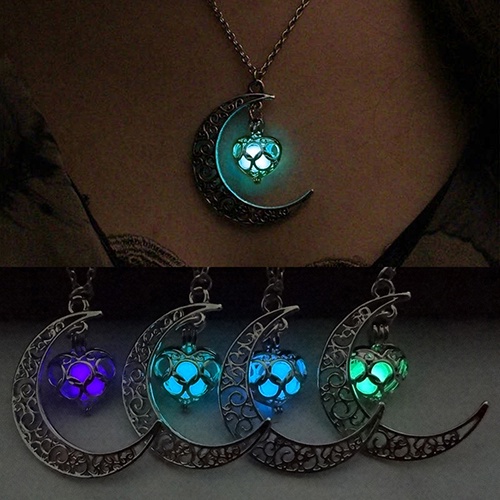 Hu Hu Hu Hu Hu Alat Bantu Pasang Kacamata♡ Kalung Rantai Dengan Liontin Bulan Sabit Hias Batu Turquoise Untuk Wanitahadiah Halloween