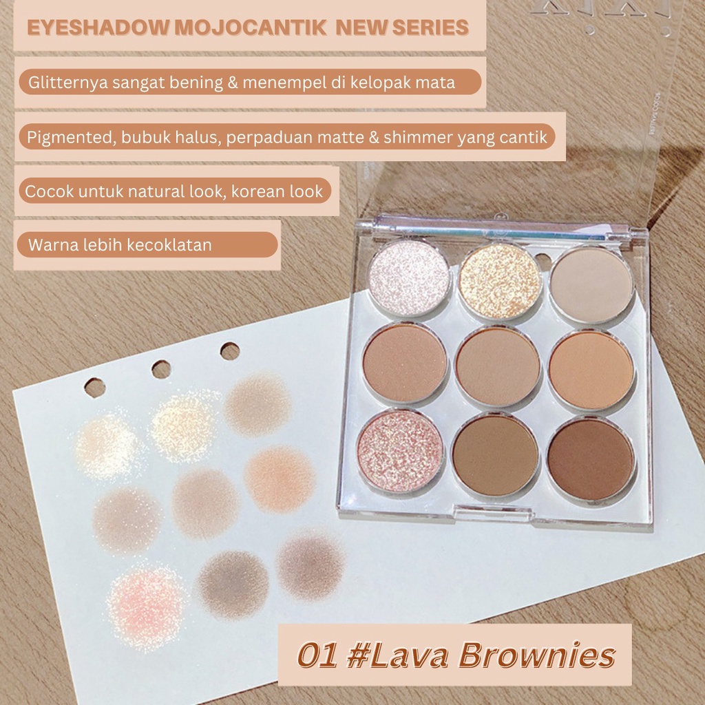 Eyeshadow Mojocantik New 9 Shades round Giltter High Pigmented Easy To Blend Long Lasting Free Kutek Music Random