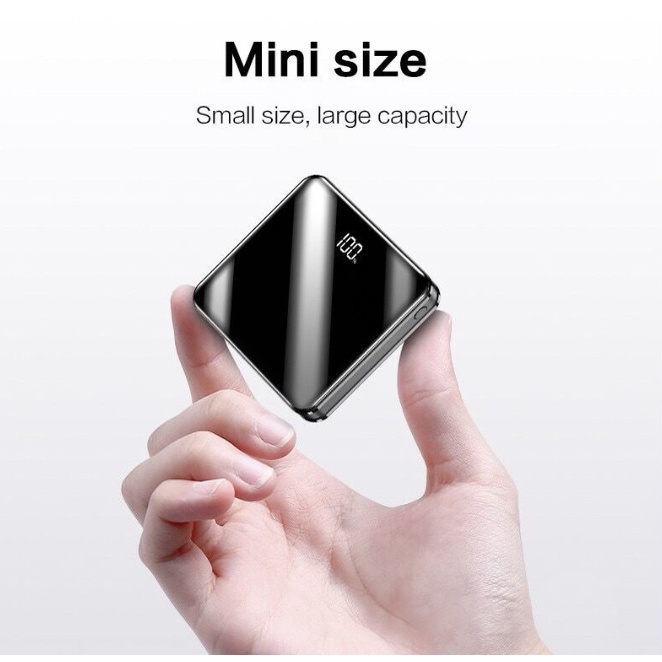 Powerbank Mini 5in1 Fast Charging 20.000 mAH Built in Cable Portable with LED Display Dual USB Digital