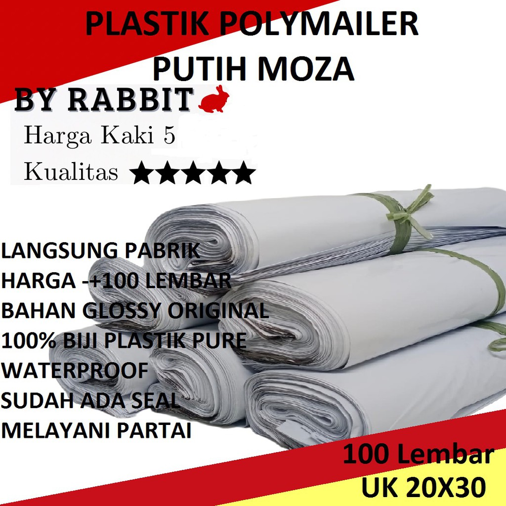 

20x30 Kantong Plastik Polymailer Amplop Packing Online Putih MOZA