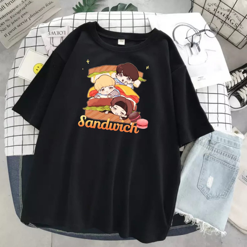 Kaos BTS Butter Wanita Oversize Big Size Murah Bt21 Anak Jimin Original Jumbo Freebies Gambar Sandwi