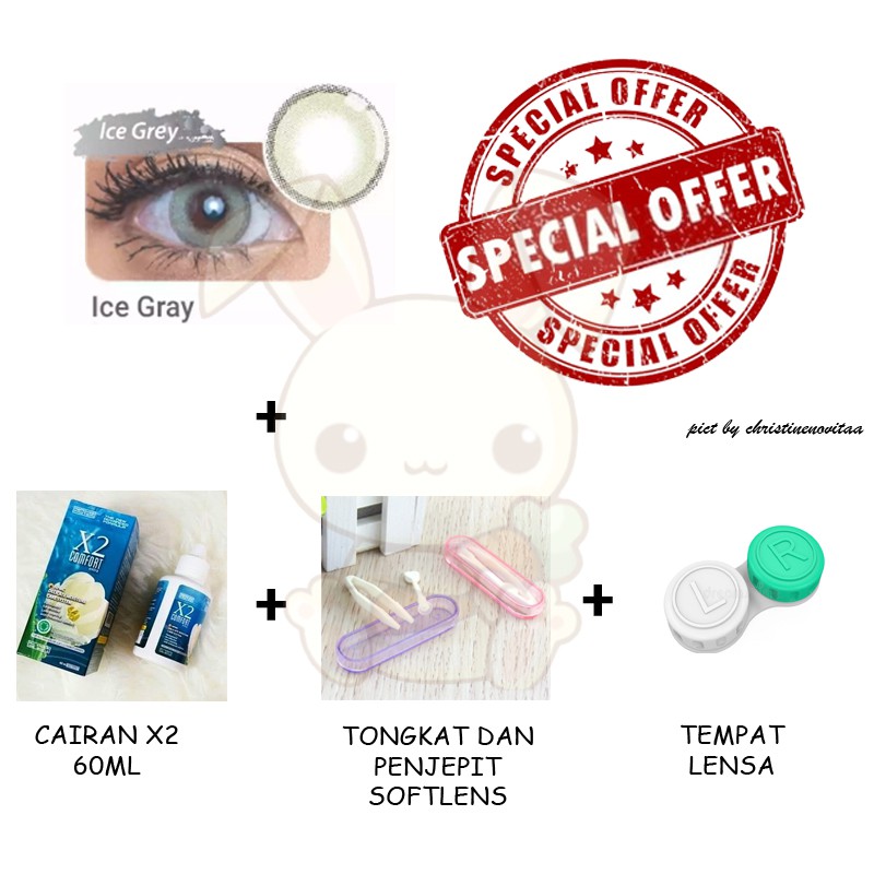 PAKET SOFTLENS LIVING COLOR CIRCLE MINI 14MM (NORMAL) + CAIRAN X2 60 ML + PENJEPIT / PINSET