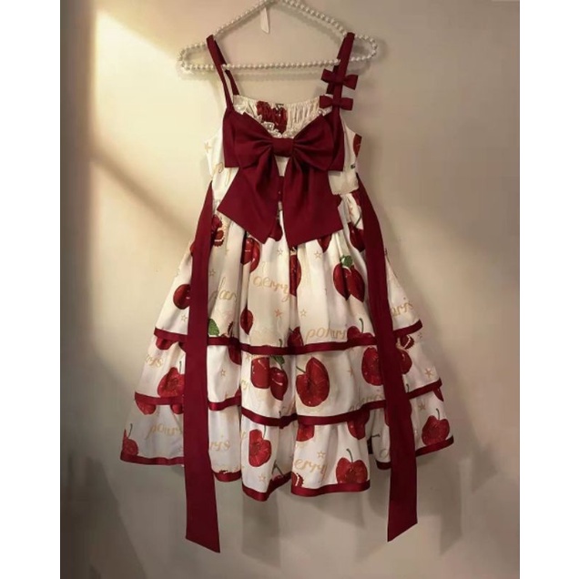 [MikanHiro Store] DRESS KAWAII Cherry Strawberry Oversized Skirt
