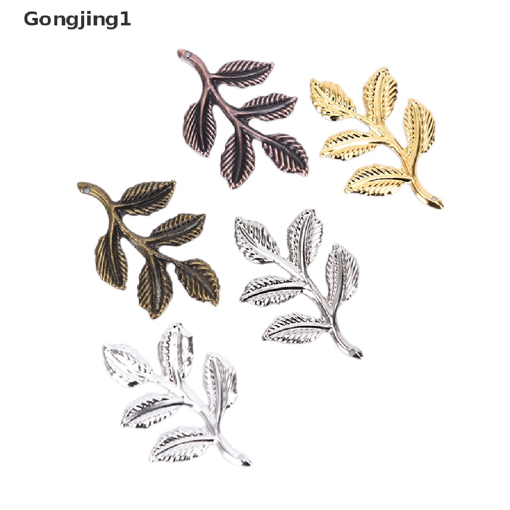 Gongjing1 30pcs / set Konektor Bentuk Daun Bahan Metal Untuk Membuat Perhiasan DIY