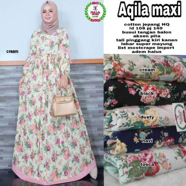 Aqila Maxi Flower Bahan Katun Jepang HQ Best Seller Ori Nala Store