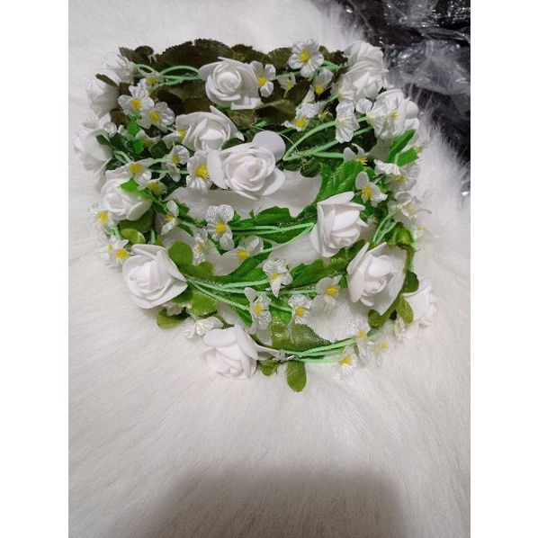 Bando Bunga Putih|Flower Crown Putih|Bando Bunga|Flower Crown Sleyer|Mahkota Bunga|Hiasan Kepala