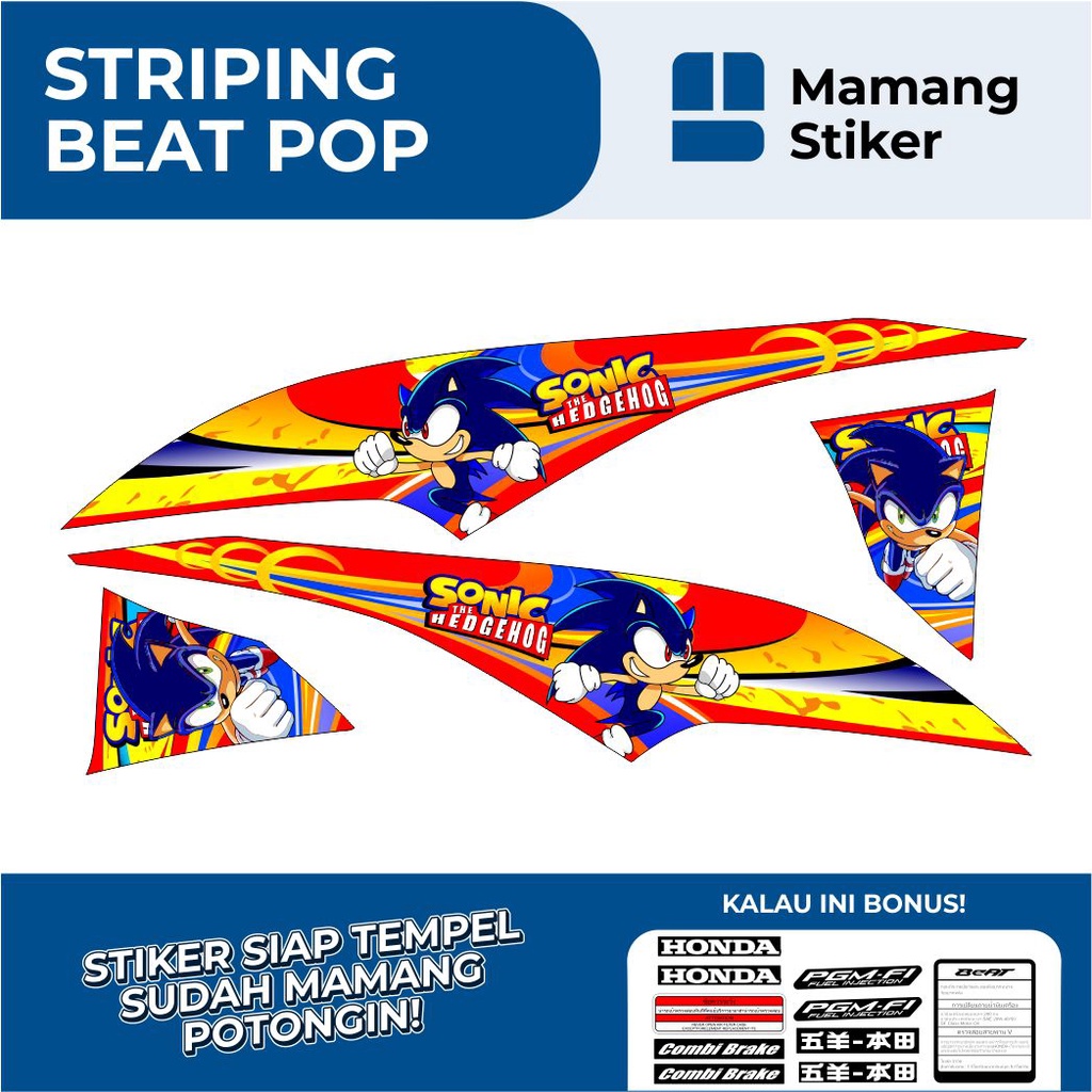 STRIPING HONDA BEAT POP FULL BODY VARIASI 2 SONIC/STIKER BEAT POP FI ORIGINAL/STICKER BEAT POP RACIN
