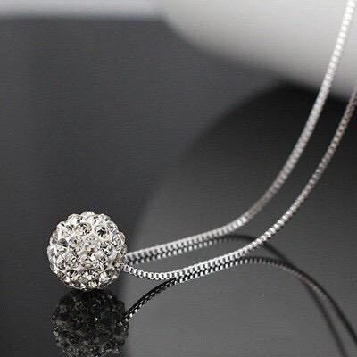Kalung Stainless Crystal Bentuk Bola Diamond / Crystal Jewelry aksesoris fashion