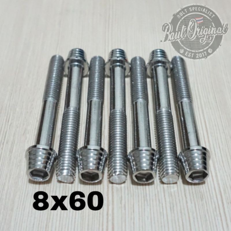 Baut probolt kerucut silver 8x60 drat 12 panjang 6cm heng thailand harga satuan