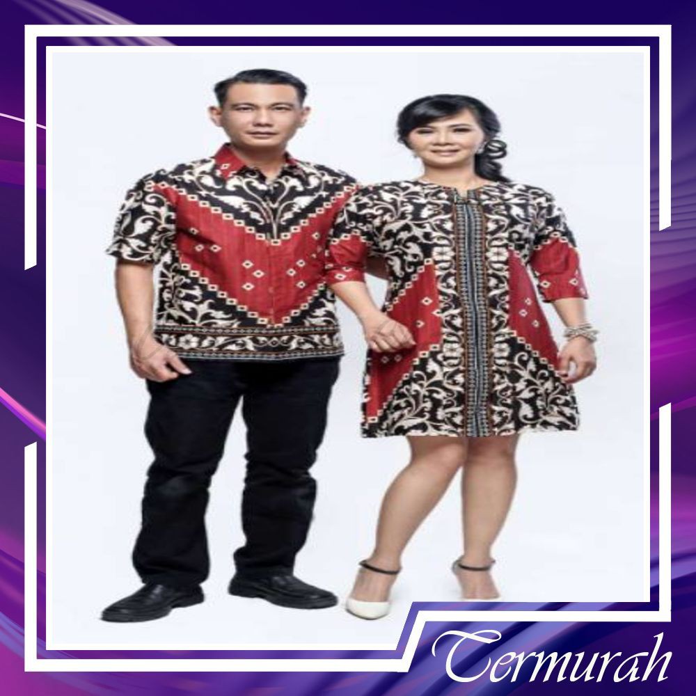Batik couple keluarga dan anak size jumbo dress copel seragam modern terbaru agatha pola merah