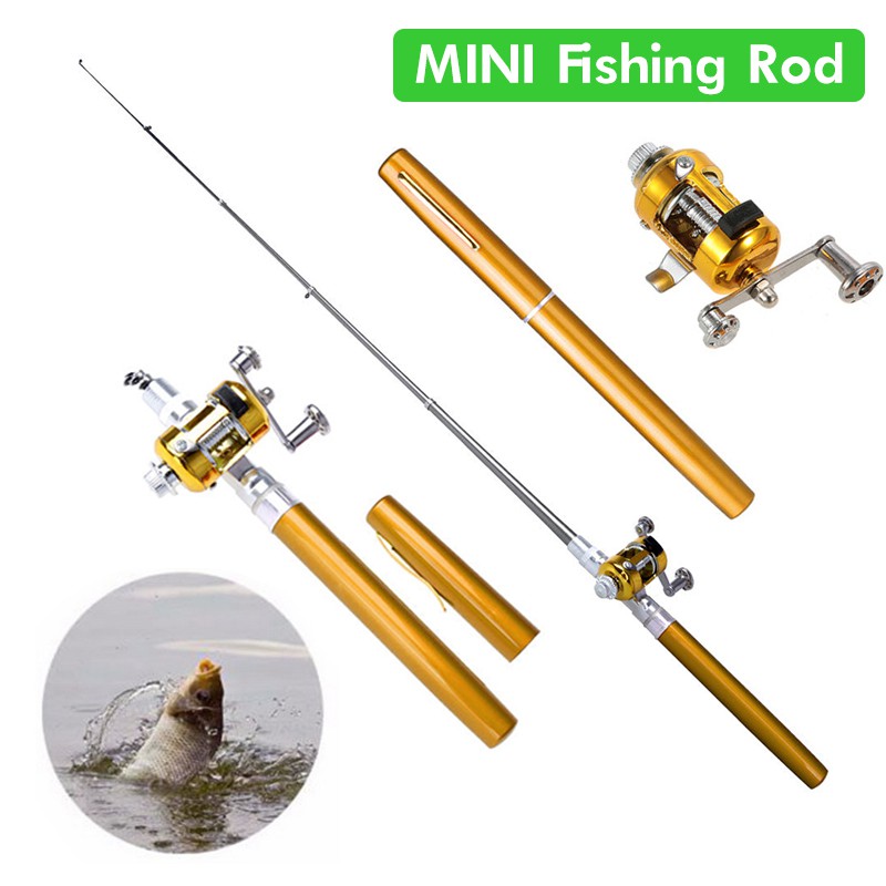 Mini Joran Pancing Pulpen 100CM Fishing Rod Pen Outdoor Ultralight Telescopic Portable With Reel Wheel