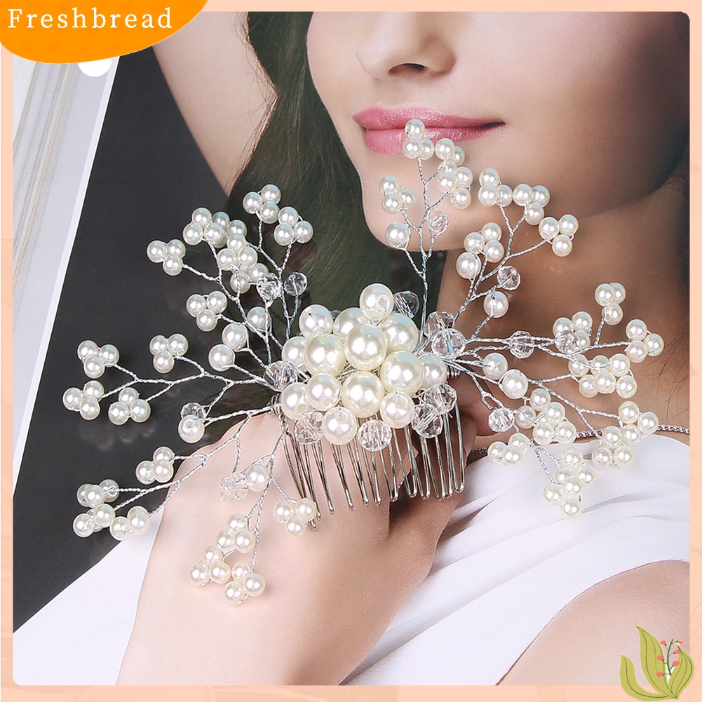 【Fresh】Wedding Party Bridal Elegant Headwear Women Floral Faux Pearl Hairpin Hair Comb
