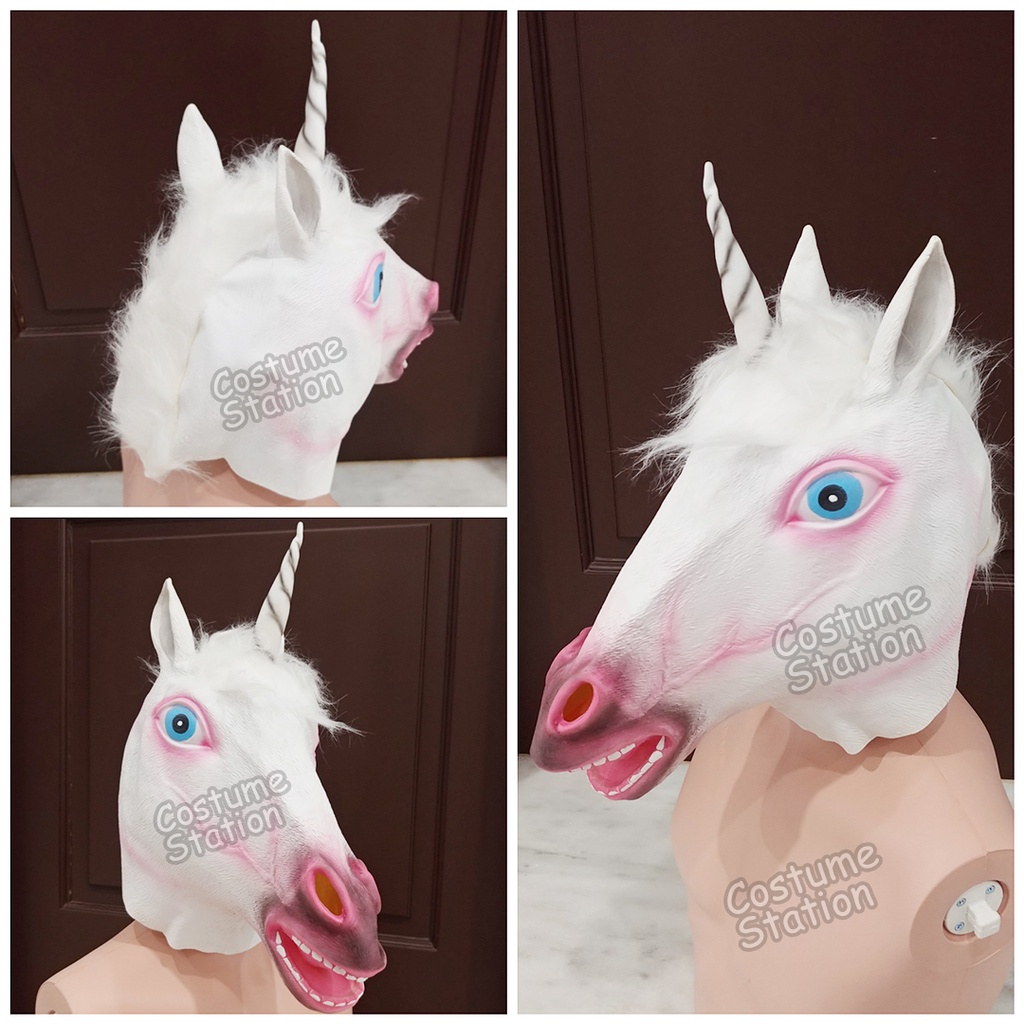 Topeng Unicorn / Horse Kuda Mask Latex Hewan Binatang Animal Halloween