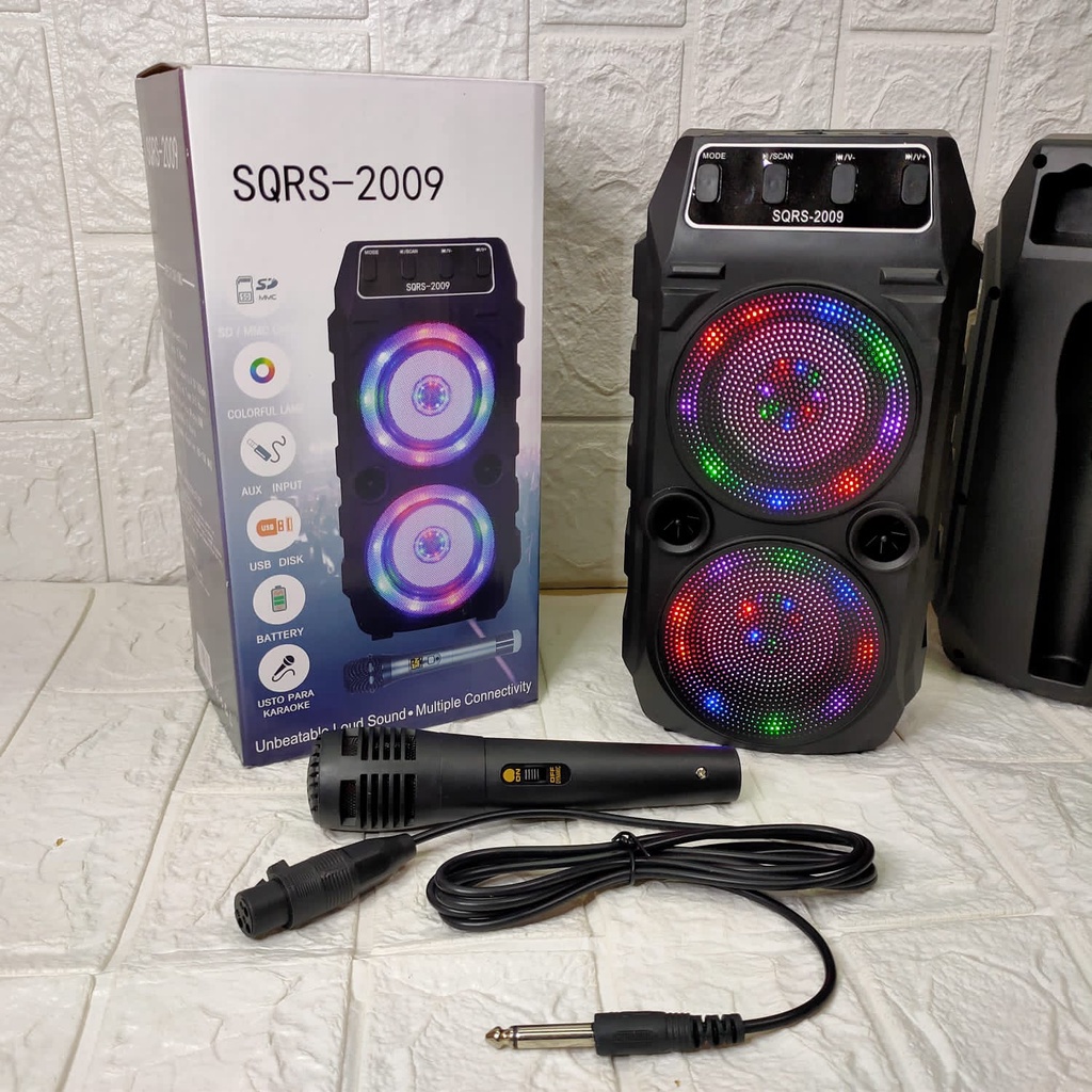 Termurah SPEAKER BLUETOOTH +MIC KARAOKE YD SQ 2009 WIRELESS BLUETOOT BASS SUDAH PLUS MIC