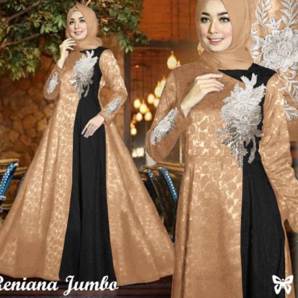 ❄ ELDE 5 Reniana Maxi JUMBO NEW SIZE XL 3XL 5XL maxi pesta bahan baloteli embosh variasi bunga Gamis