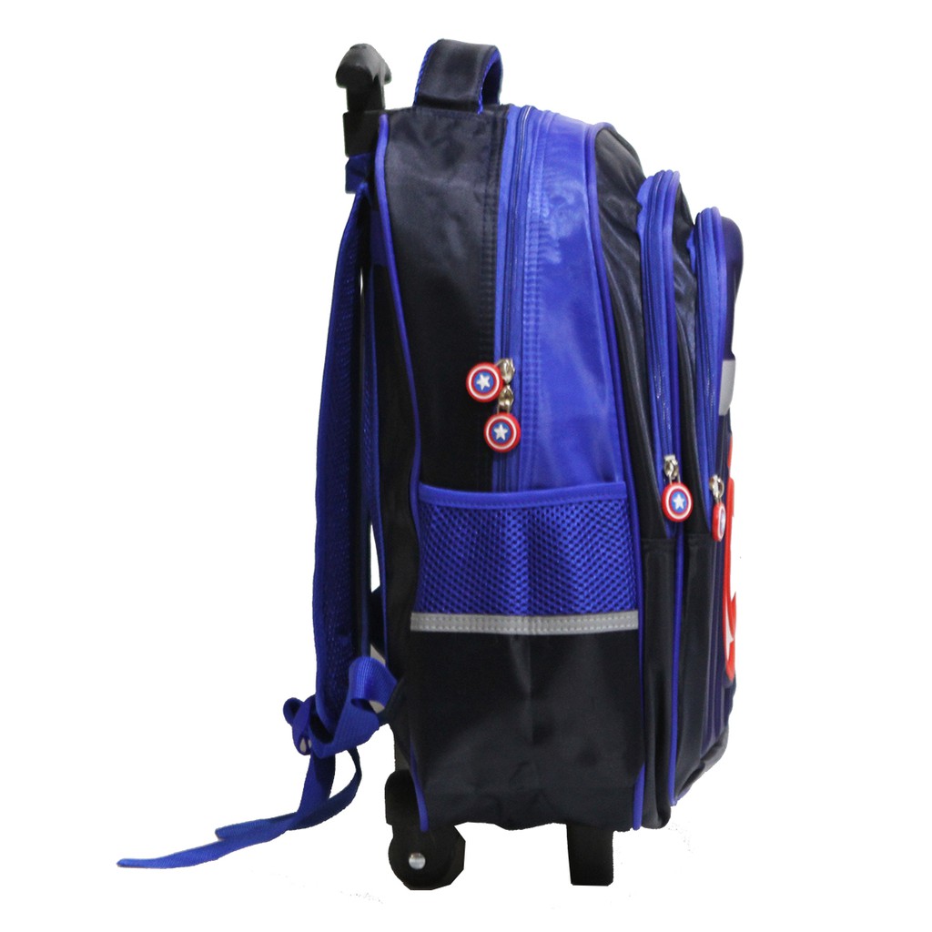 PROMO Tas Trolley Dorong Anak Sekolah SD Laki Laki Kantung Besar dan Luas Motif Karakter Timbul