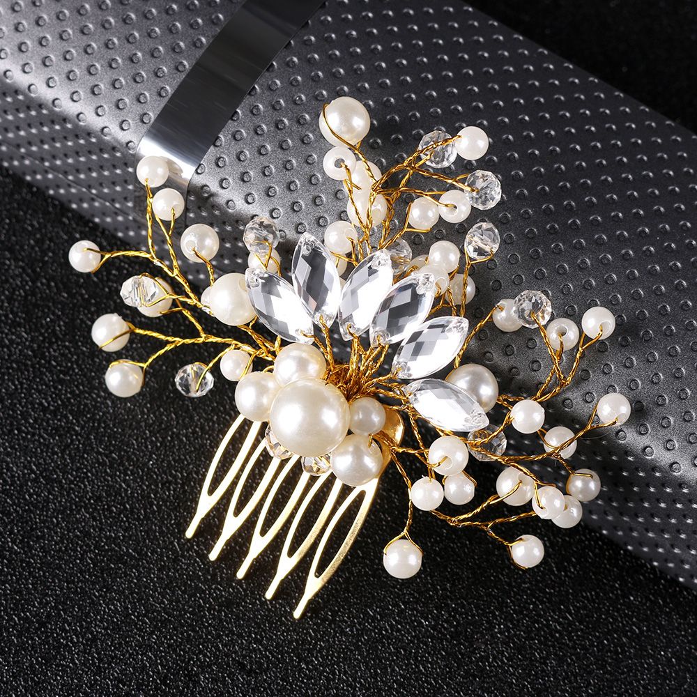 SUYOU Beautiful Hair Combs Accessories  Bridal Clips Pearl Hair Pin  Bride Hair Jewelry  Wedding  Romantic Crystal Crown Rhinestone Tiara /Multicolor