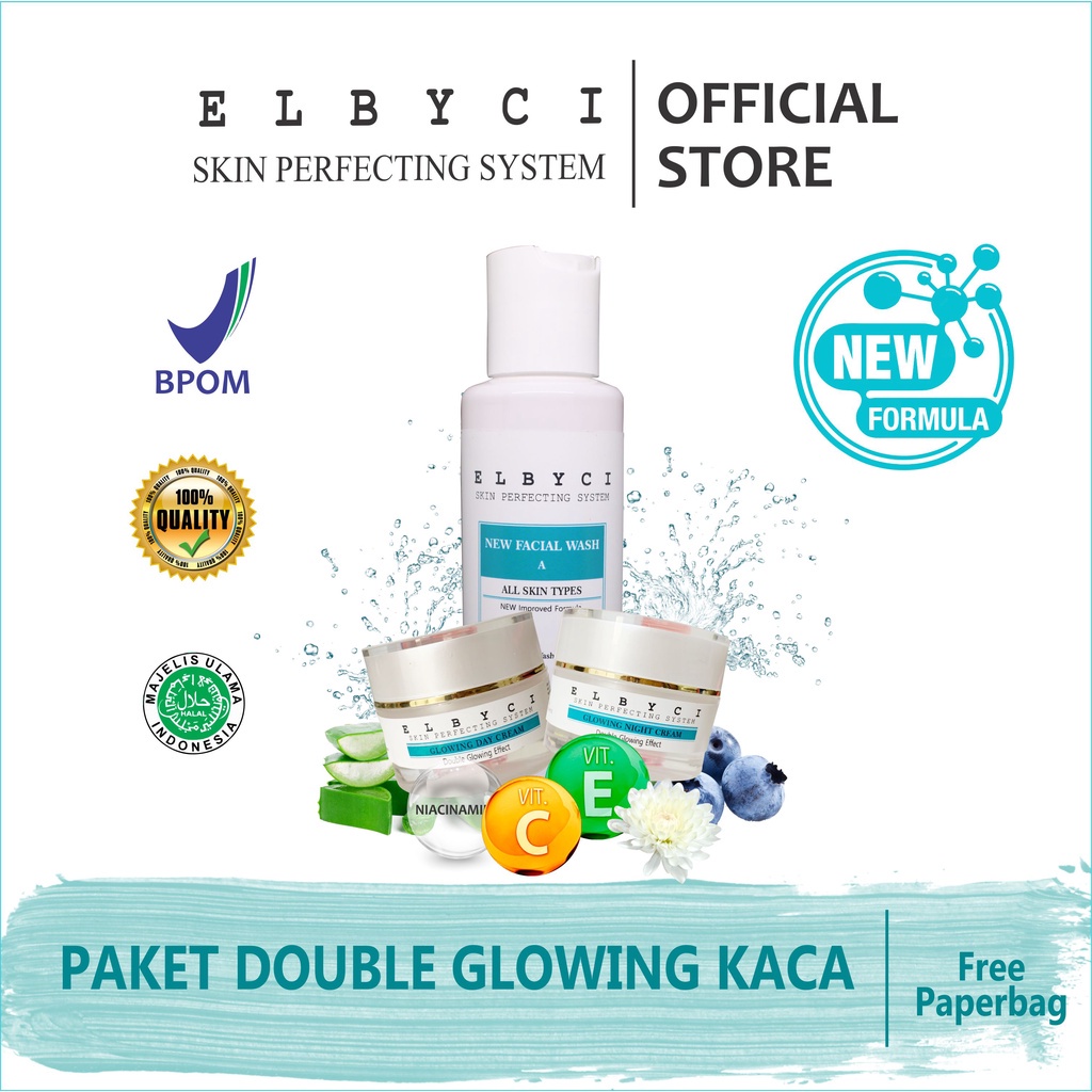Paket Kaca Double Glowing Elbyci Skincare Ori