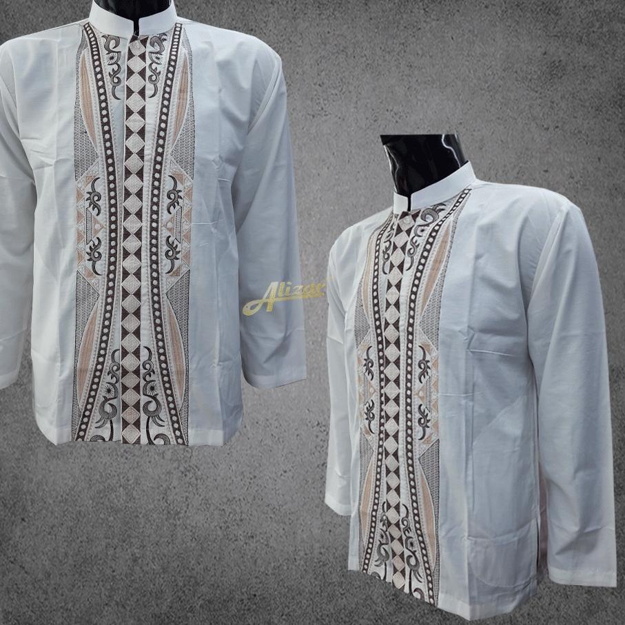 New Baju Koko Pria Lengan Panjang, Kemeja Koko Pria Dewasa Putih Lengan Panjang