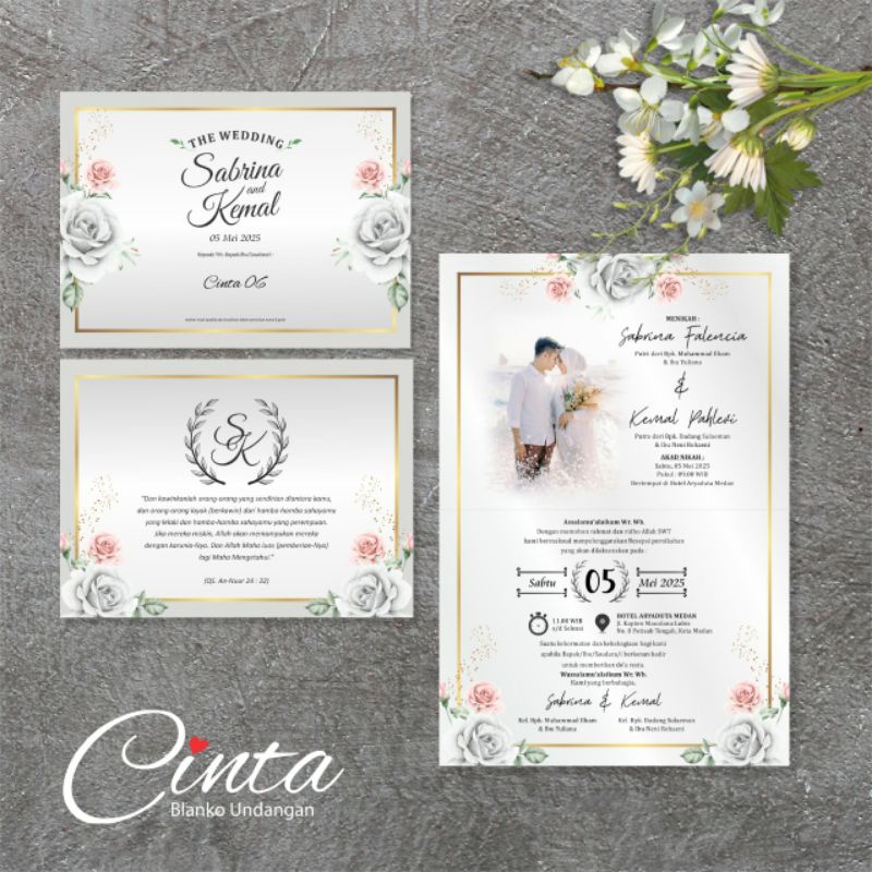 Undangan pernikahan wedding invitation cinta 06 simple elegan