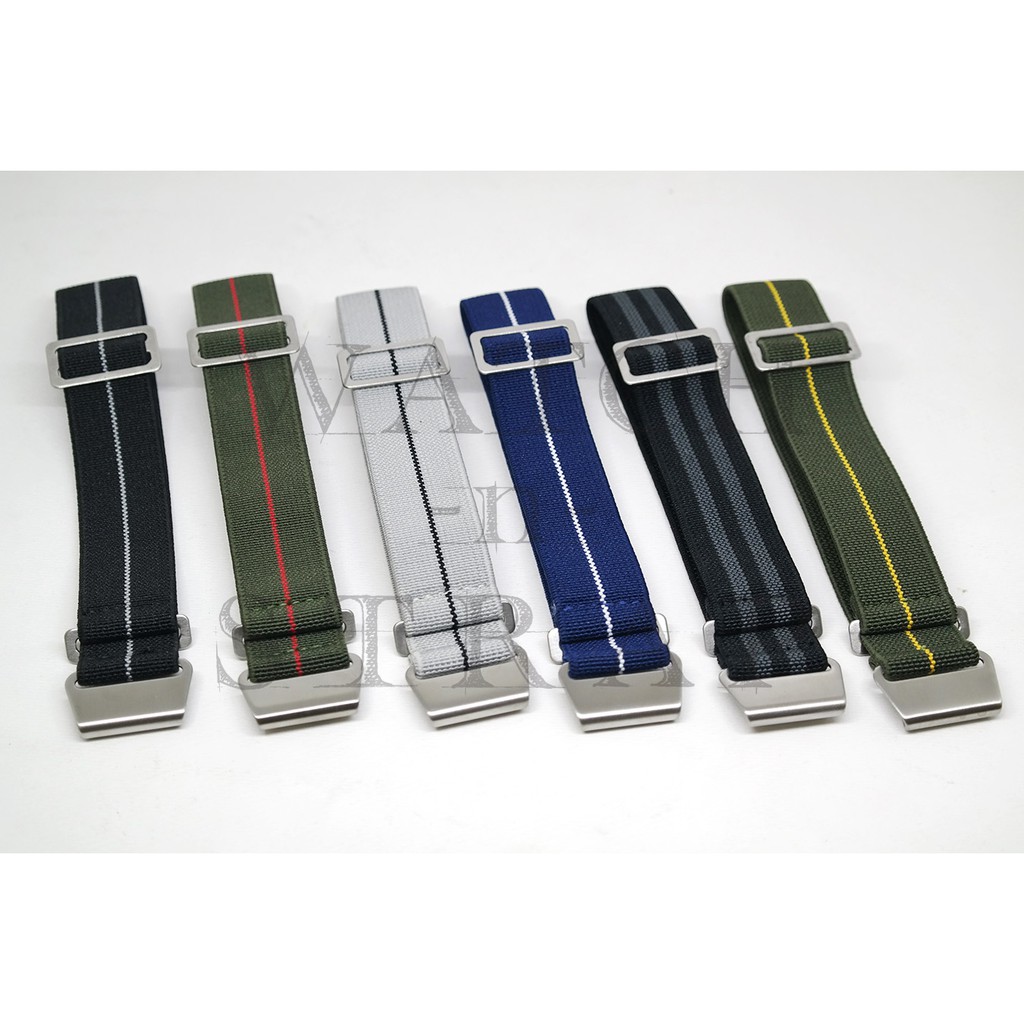 French Marine Nationale Diver Parachute Parasut Elastic Nato Strap MN 18mm 20mm 22mm Black Green Blu