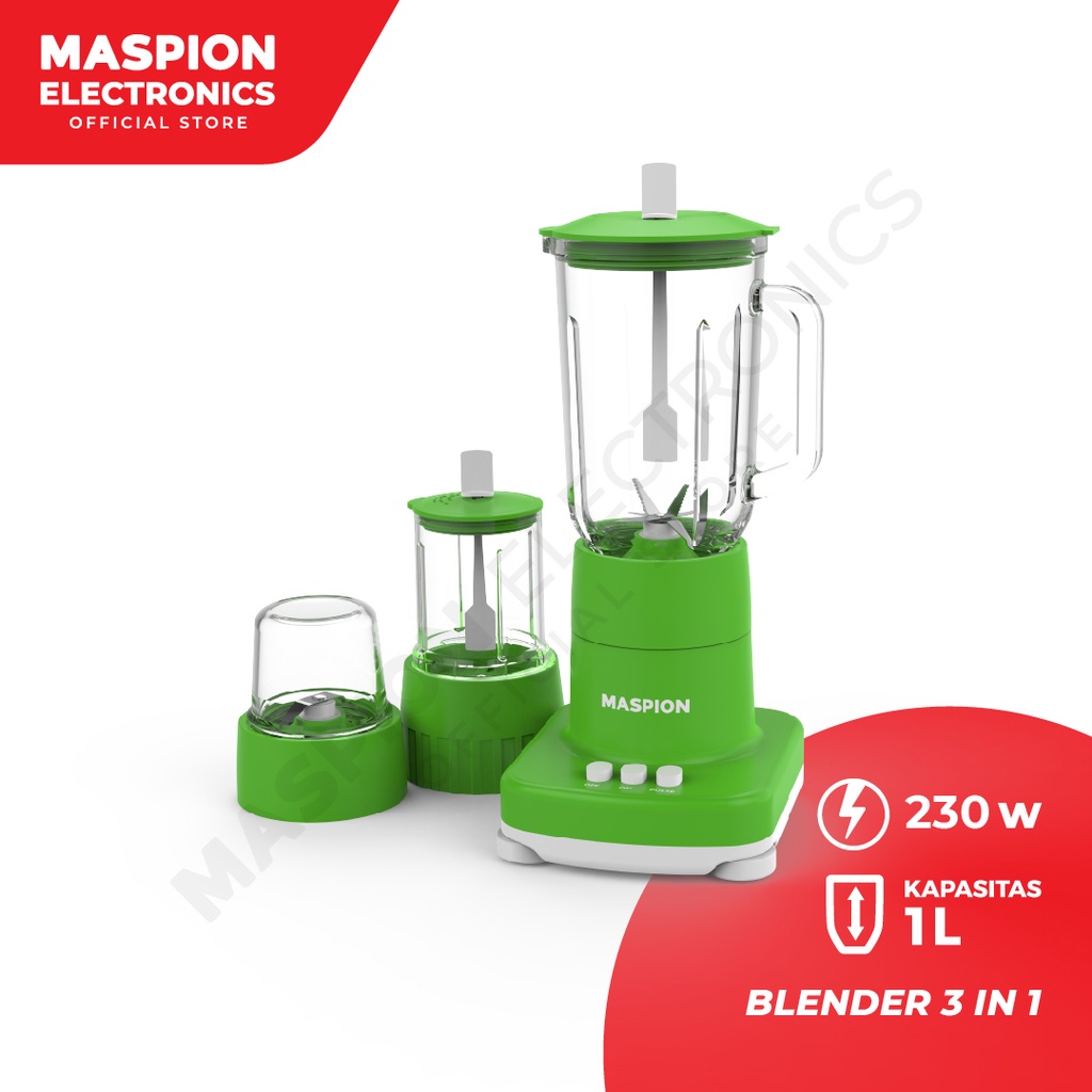 Blender Plastik Maspion MT 1273PL Kapasitas 1 Liter 3 Fungsi