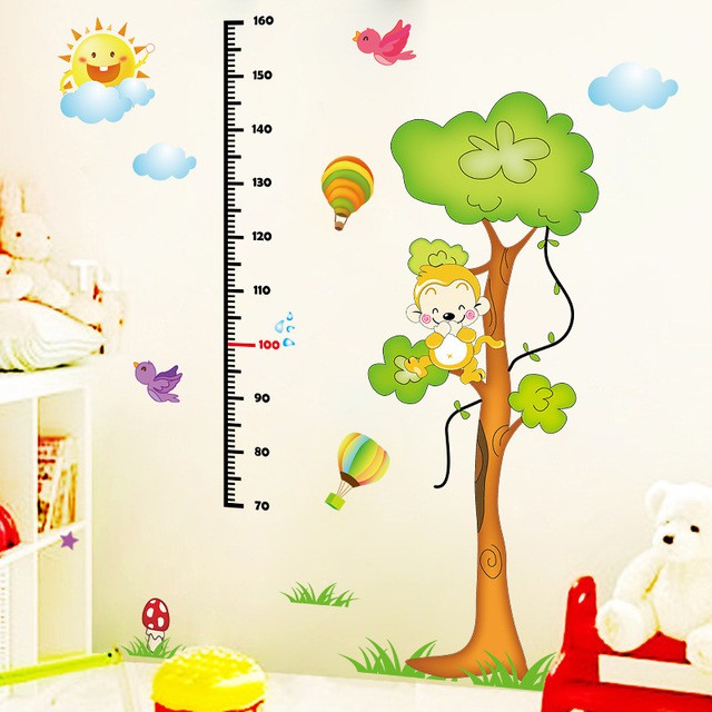 Reliza Wall Sticker Pengukur Tinggi Badan Pohon Animal Awan Grow Up Stiker Dinding LDR8201