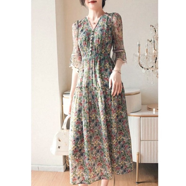 MDLV ~ 12342# Georgina Floral Dress Dress Maxi Long Dress Fashion Import