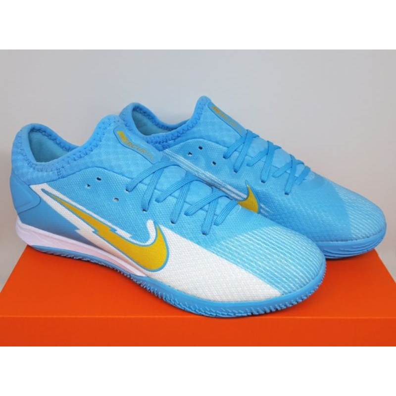 Sepatu Futsal-Nike Mercurial Vapor X13 Pro Sky Blue White Gold