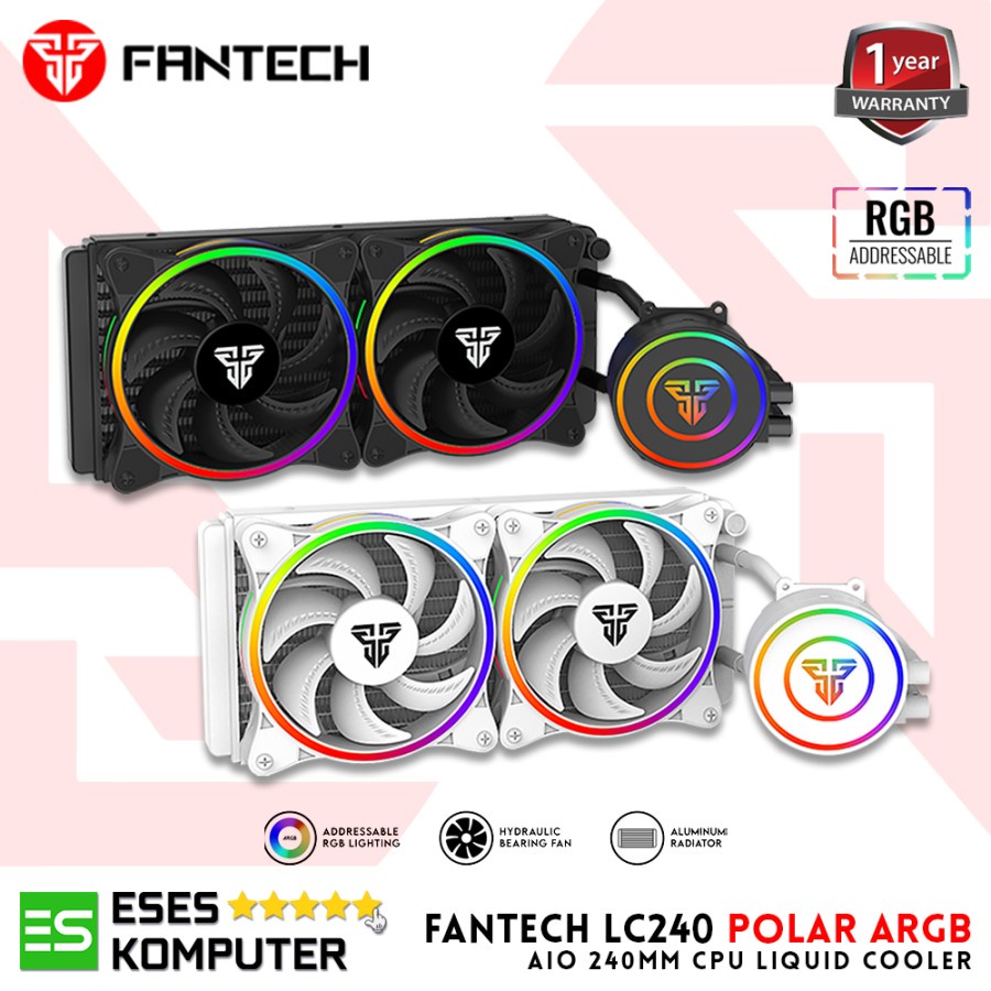 Fantech POLAR LC240 ARGB CPU Liquid Cooler AIO 240mm PWM Fan ARGB Sync