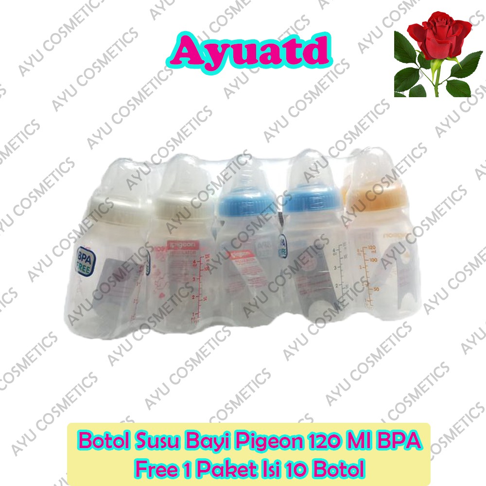 Botol Susu Bayi Pigeon 120 Ml BPA Free 1 Paket Isi 10 Botol