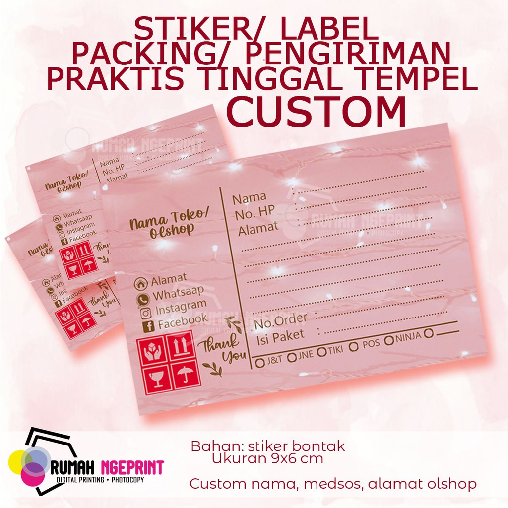 

9x5 cm STIKER LABEL PENGIRIMAN PACKING ONLINE SHOP CUSTOM