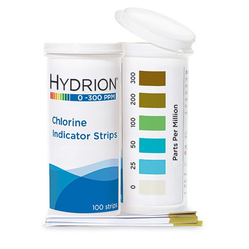 HYDRION CH300 Chlorine test strip 0-300 ppm 100 strips CH-300