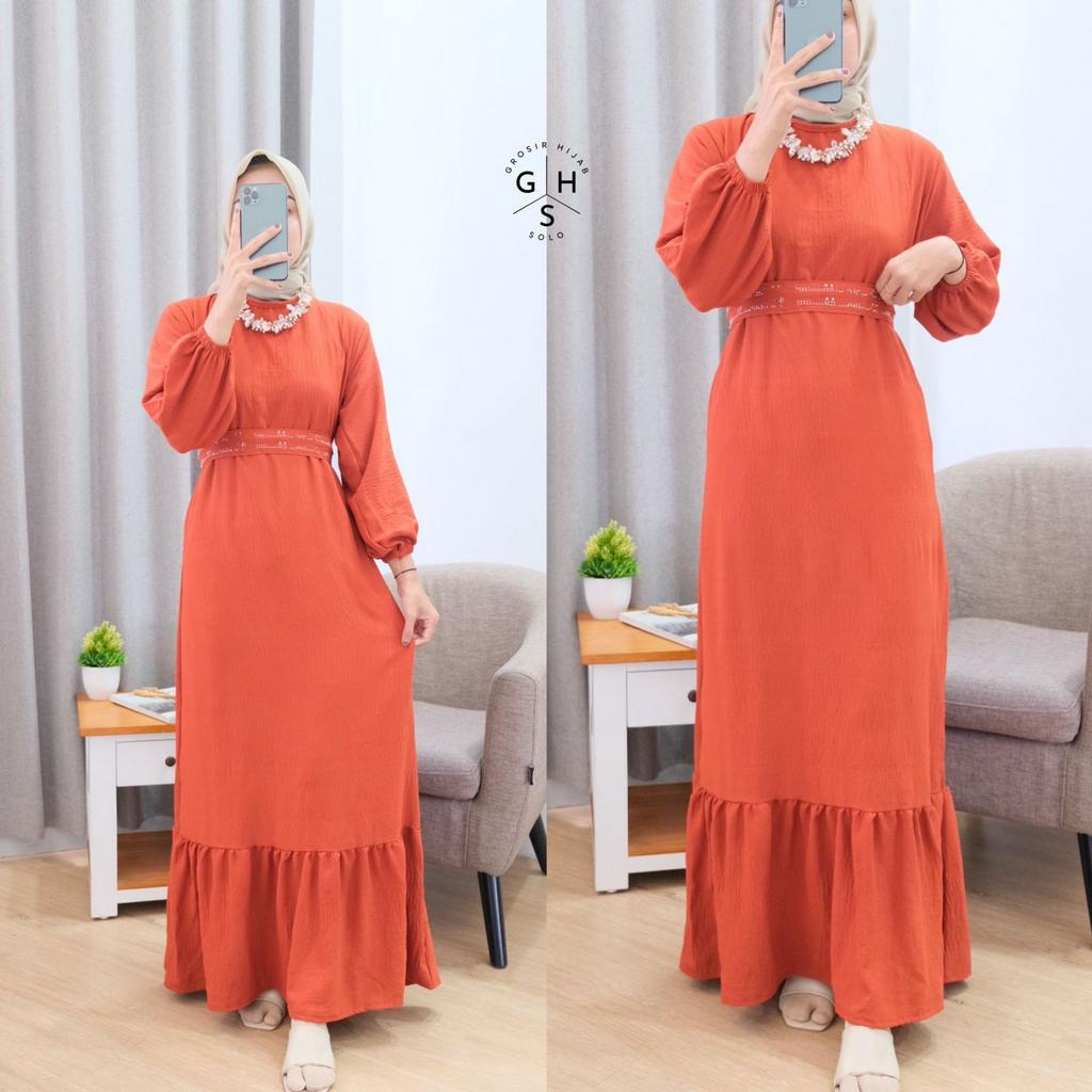 LALITA GAMIS MAXI LEBARAN DRESS DUYUNG ATASAN WANITA CRINCLE AIRFLOW PREMIUM (AMD)