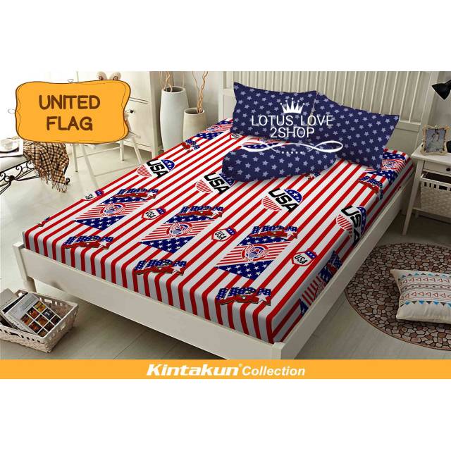 Sprei SINGLE 120X200 kintakun dluxe motif UNITED FLAG