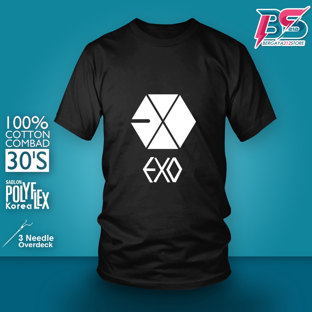 Baju Kaos Distro EXO Cotton Combed / Kaos Unisex T SHIRT Logo Boyband Korea KPOP