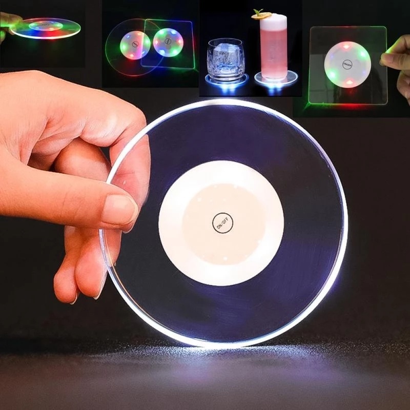 1PCS LED Lighted Acrylic Coasters For Display Or Indoor Home Decor,Tea Party, Bar, Nightclub, Wedding, Event And Party,Anniversary And Any Festive Occasion,Make Any Occasion.