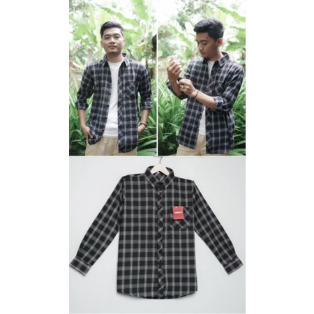 Kemeja flanel pria jumbo lengan panjang kemeja averouz atasan pria lengan panjang